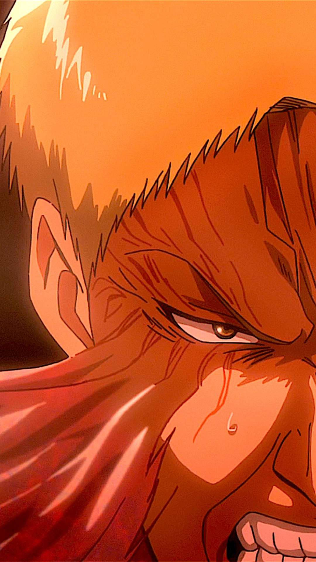 En tæt skud af en Anime-karakter med et rødt ansigt. Wallpaper