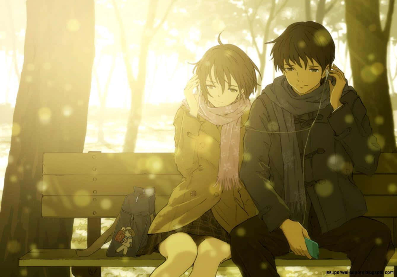 Anime Relationship Cute Couple Under Snowfall  Pictures