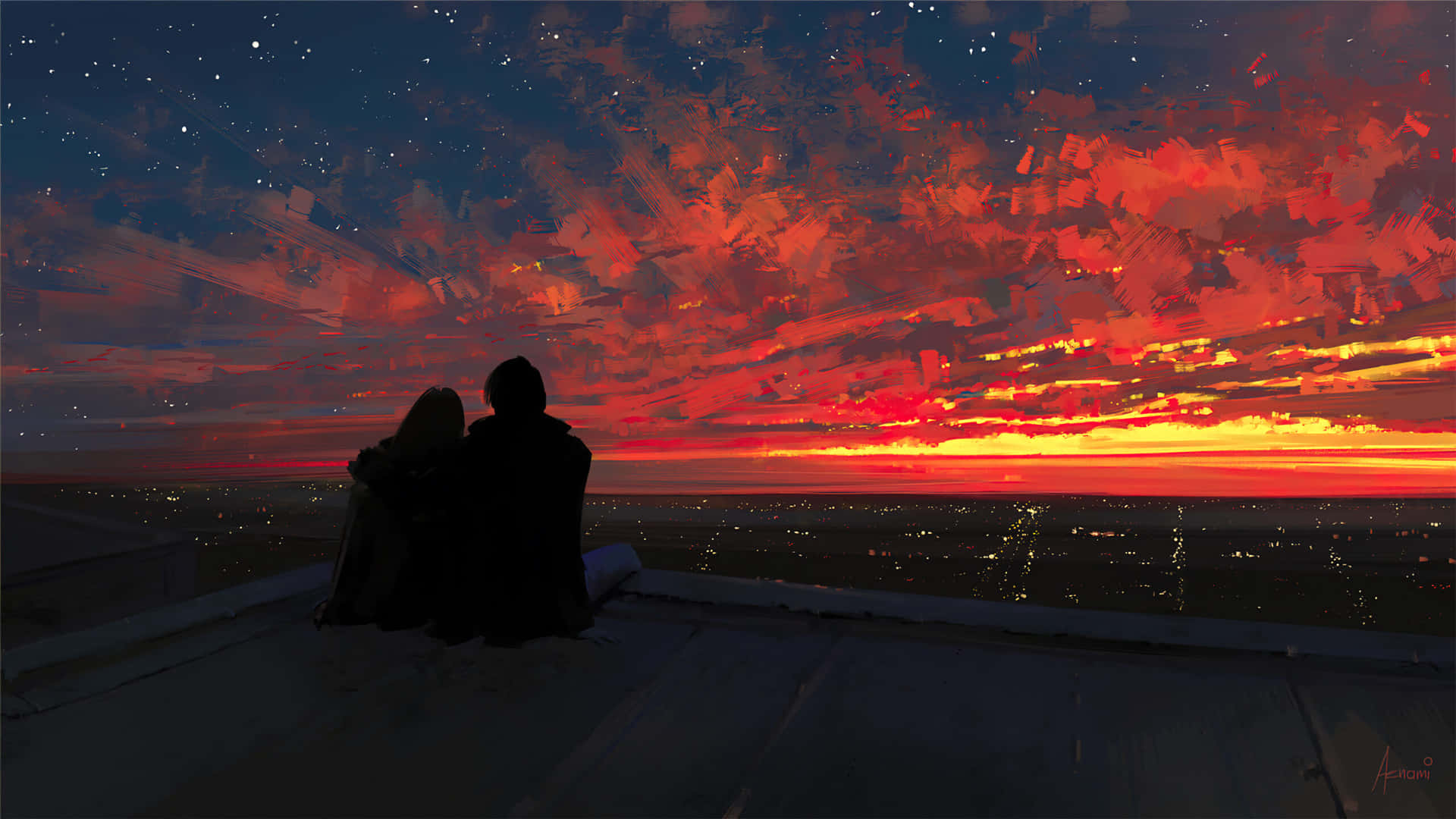 Romantiske søde par røde horisont billeder