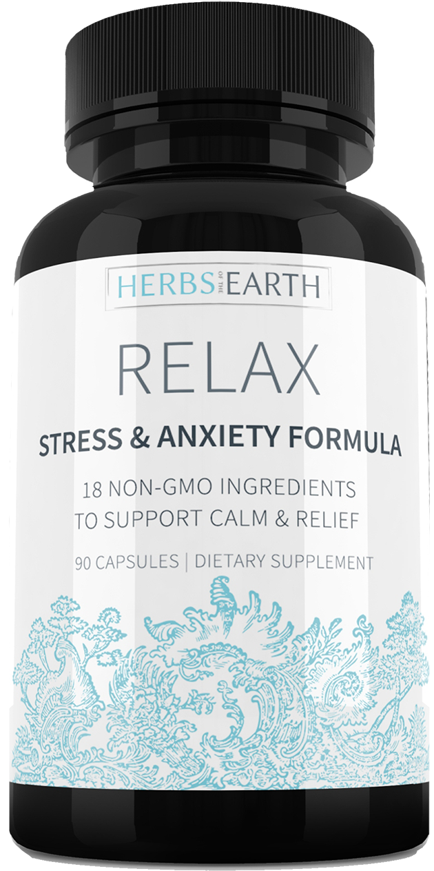 Relax Stressand Anxiety Supplement Bottle PNG