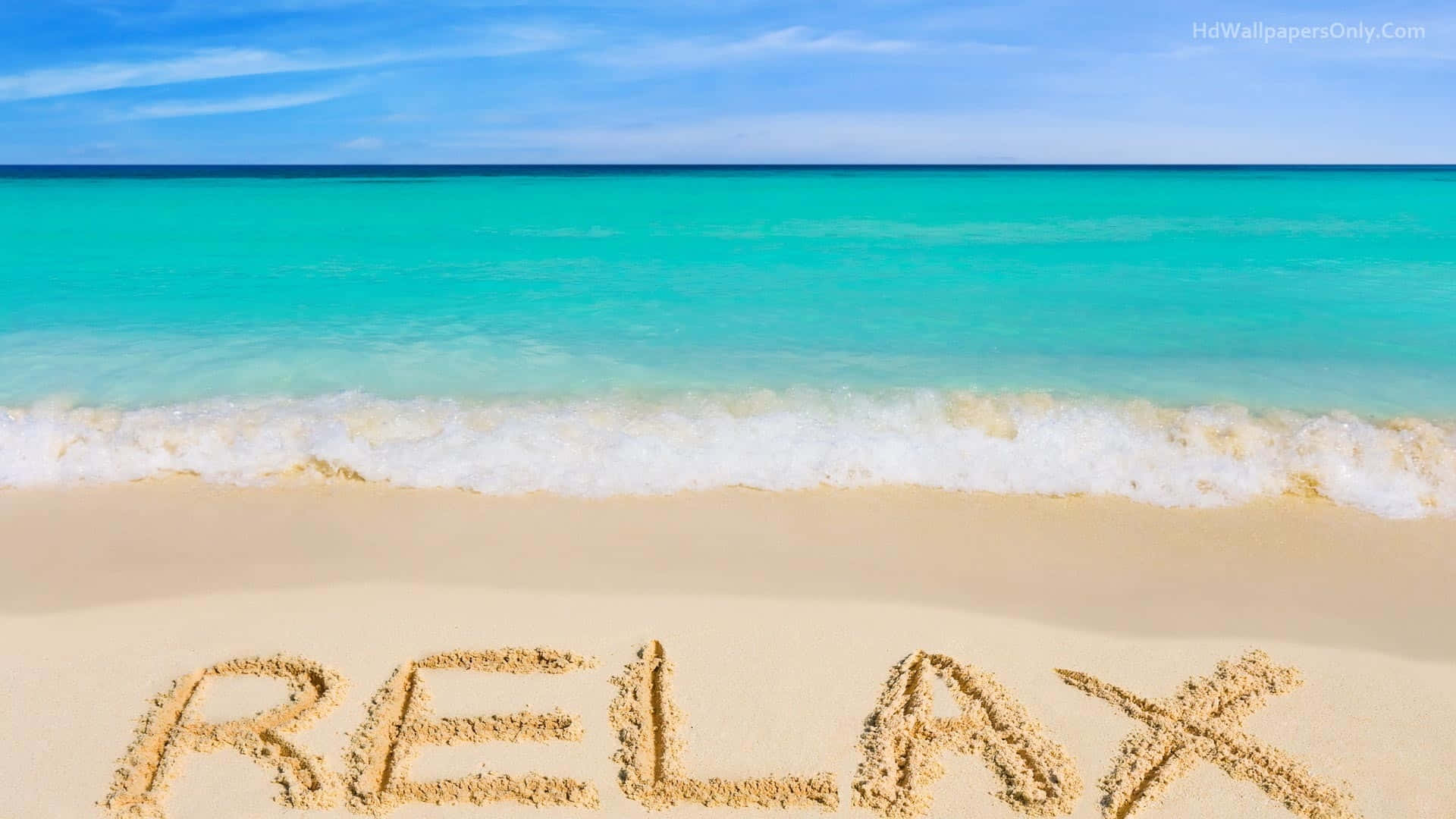 Relax Written On Sandy Beach Summer Vibes Wallpaper