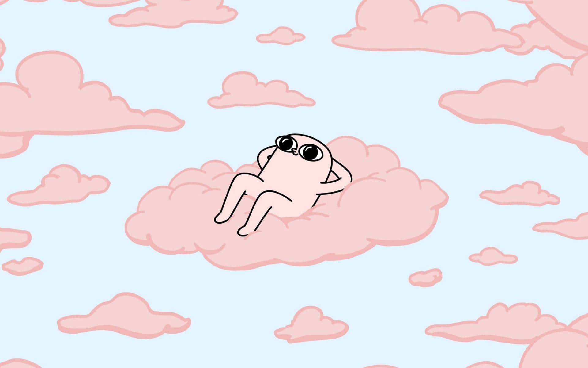 Relaxed Cartoon Figure On Cloud Wallpaper