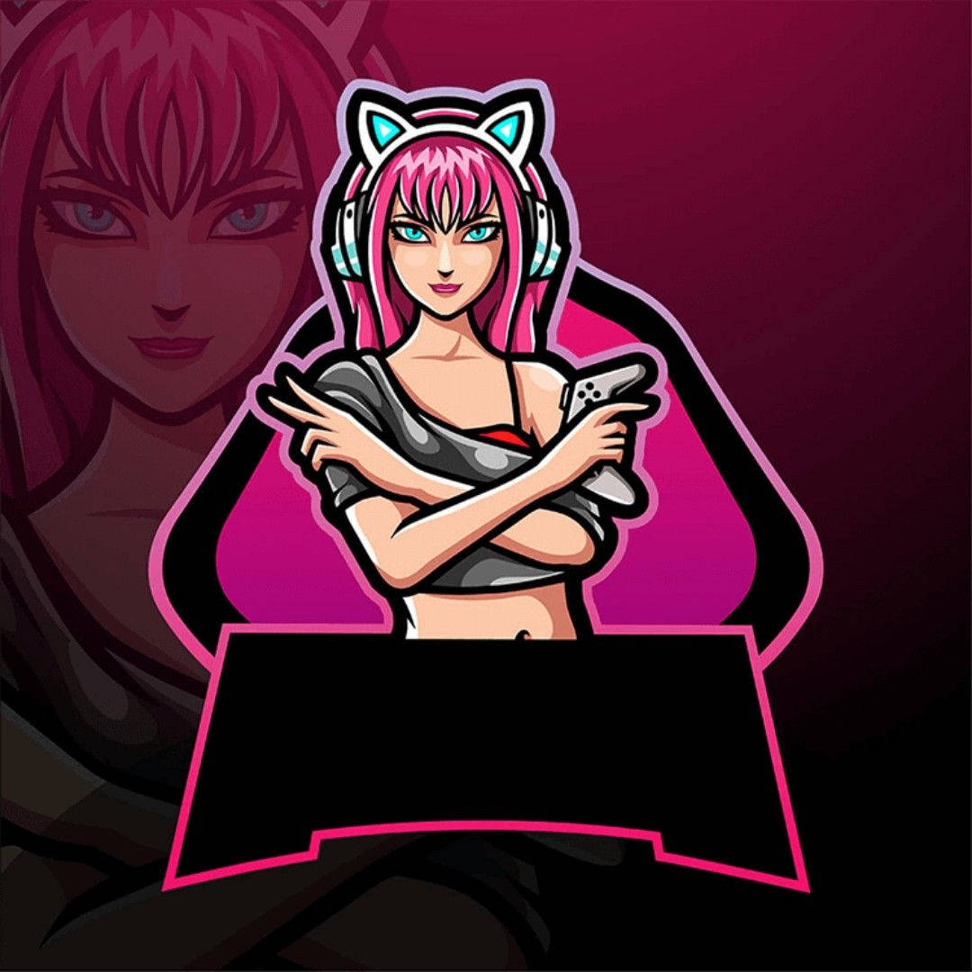 Relaxed Girl Gamer Logo Picture