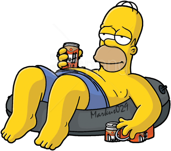 Relaxed Homer Simpsonwith Beer PNG