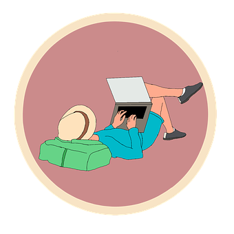 Relaxed Laptop Usage Illustration PNG