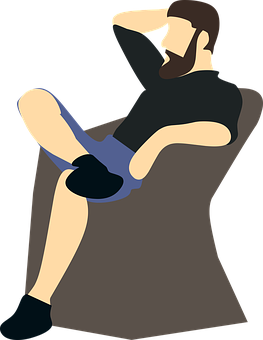 Relaxed Man Sitting Vector PNG