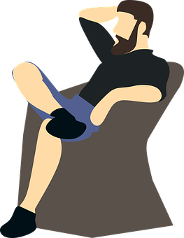 Relaxed Manin Chair_ Vector Art PNG