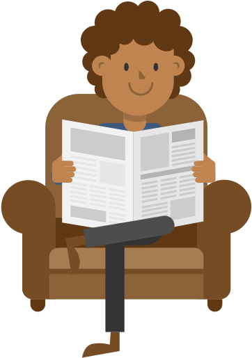 Relaxed Reading Man Illustration PNG