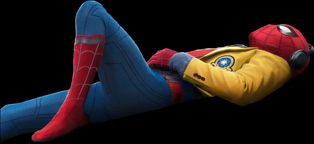 Relaxed Spiderman Lounging PNG