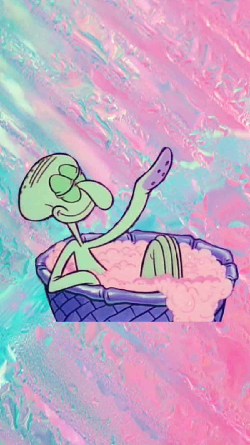 Relaxed Squidward Aesthetic Background Wallpaper