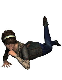 Relaxed Woman Lying Down3 D Render PNG