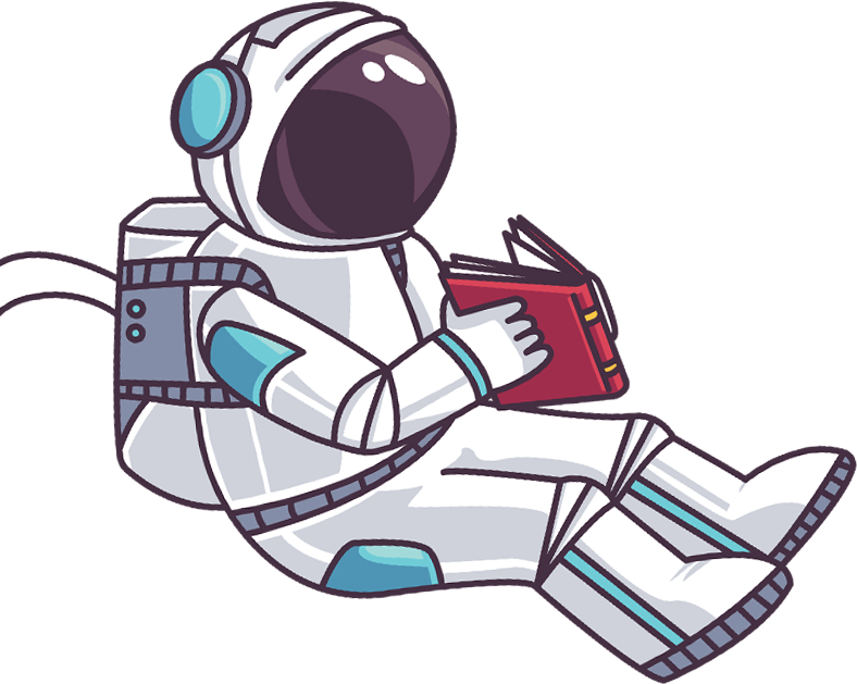 Relaxed_ Astronaut_ Reading_ Book PNG