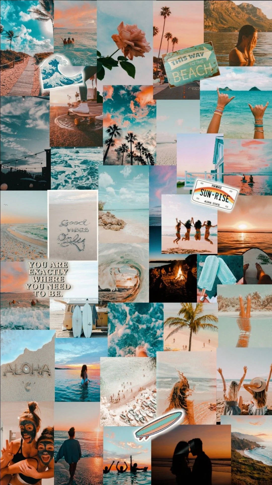 Relaxing Beach Summer Collage Wallpaper