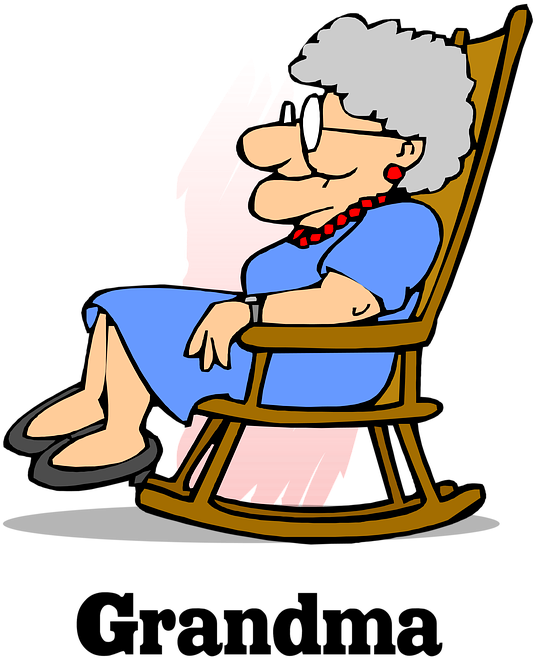 Relaxing Grandma Cartoon Rocking Chair PNG