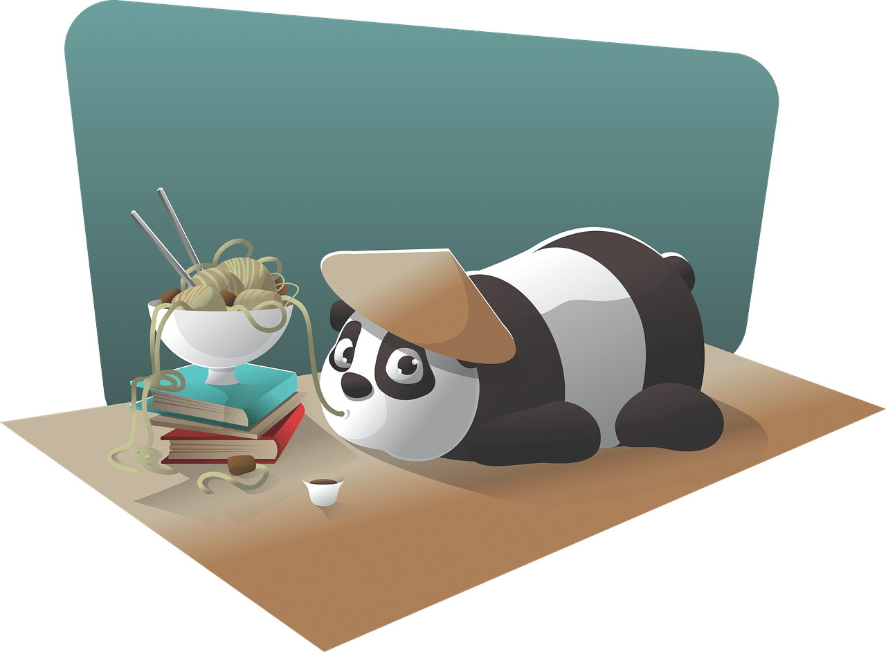 Relaxing Pandawith Noodlesand Books PNG