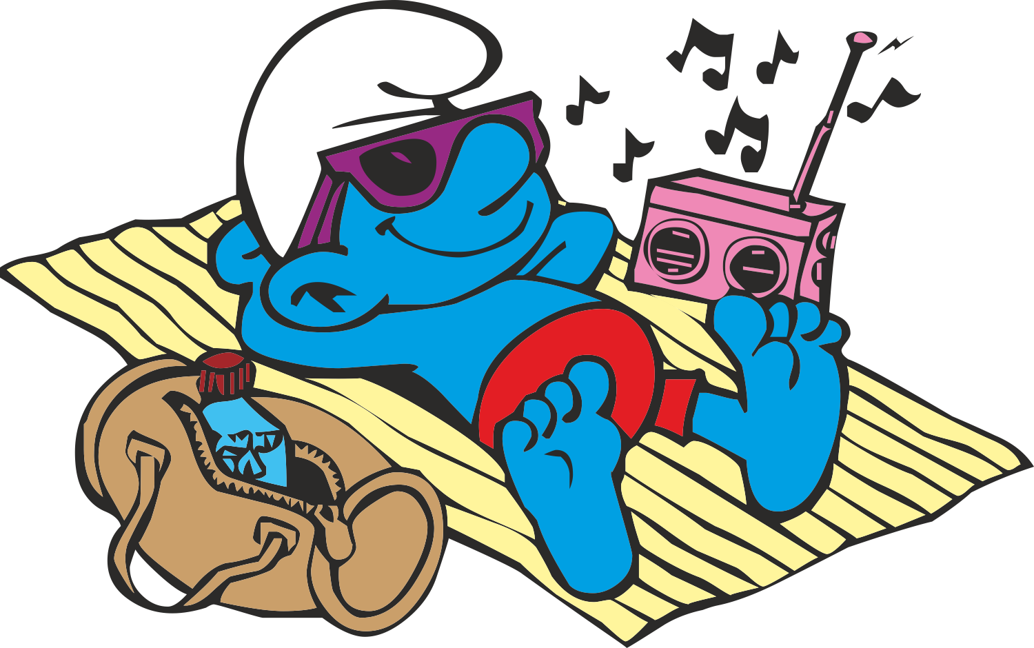 Relaxing Smurfwith Radioand Sunglasses.png PNG