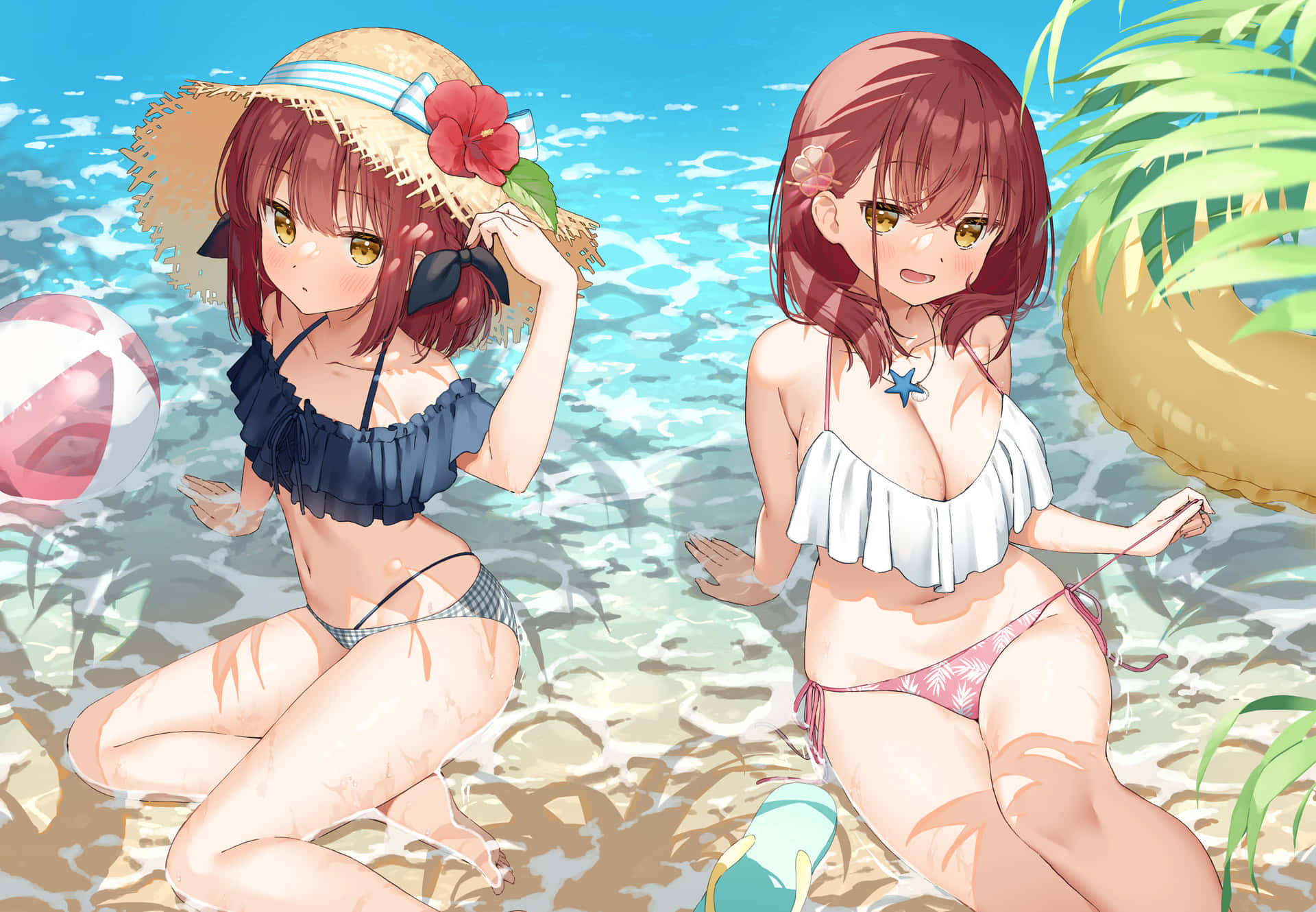 Relaxing Summer Beach Vacation With Sun Hat Wallpaper