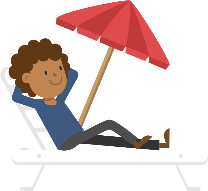 Relaxing Under Beach Umbrella PNG