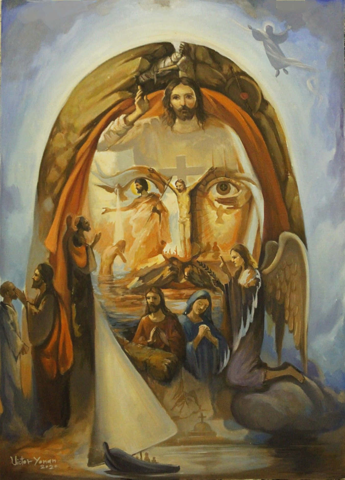Moderneinterpretation Des Heiligsten Herzens Jesu Wallpaper