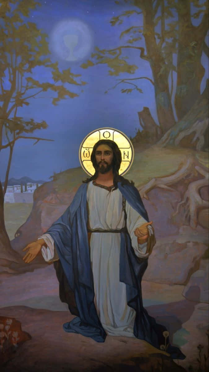 Virgenmaría Y El Arcángel Gabriel En Una Pintura Renacentista. Fondo de pantalla