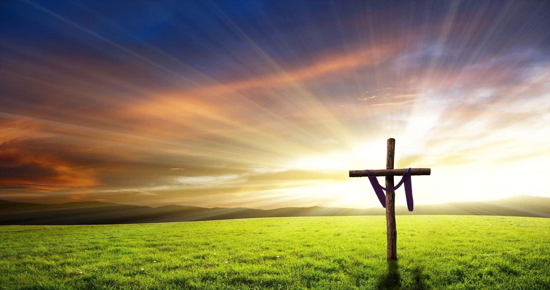 Religious Easter Sunrise Cross Wallpaper