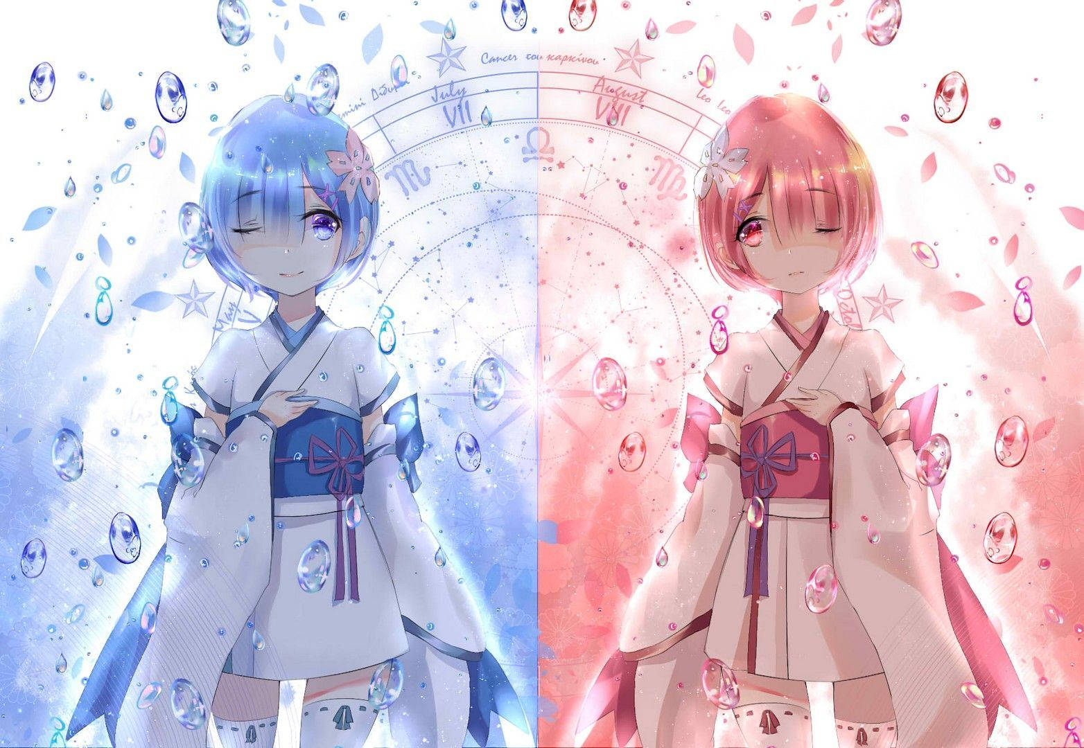 "Rem and Ram - Together in Re Zero" Wallpaper