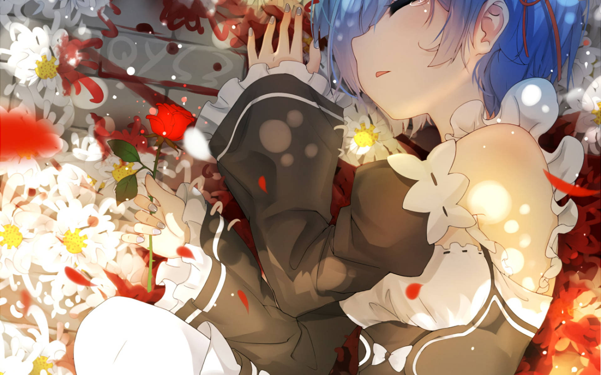 Rem Laying On Flowers Wallpaper
