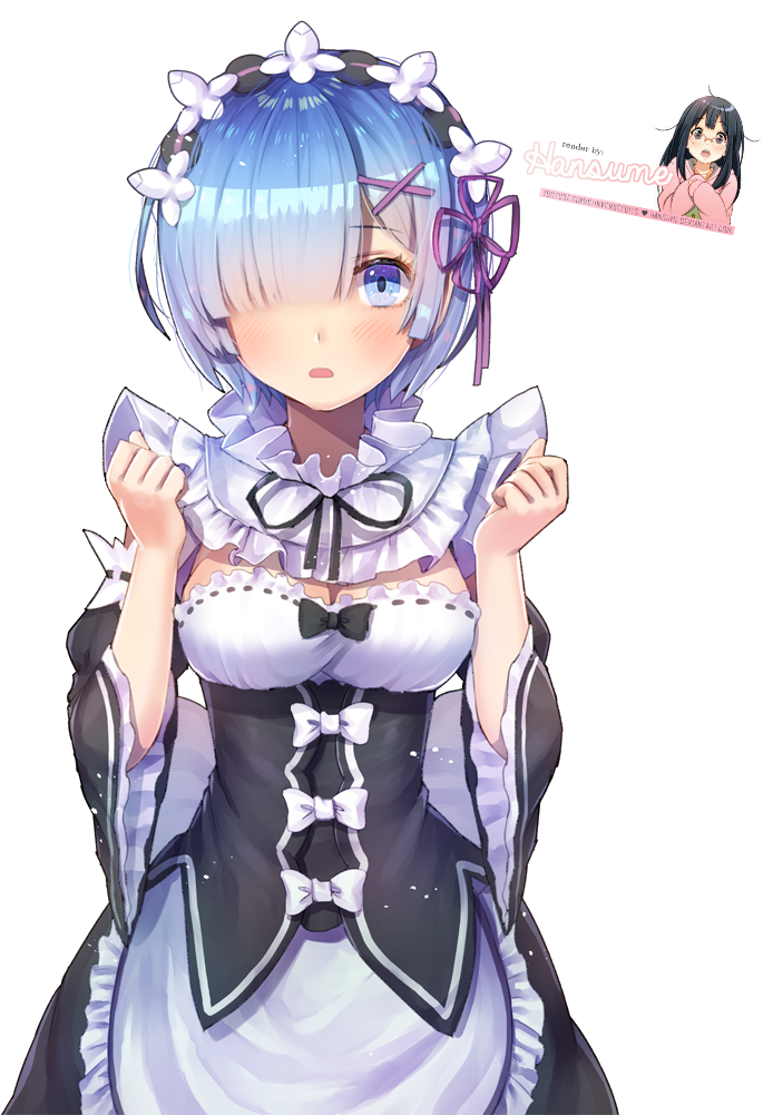 Rem Re Zero Maid With Flowers PNG