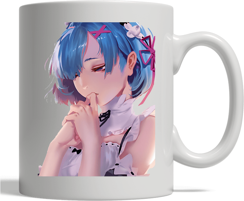 Rem Thinking Pose Mug PNG