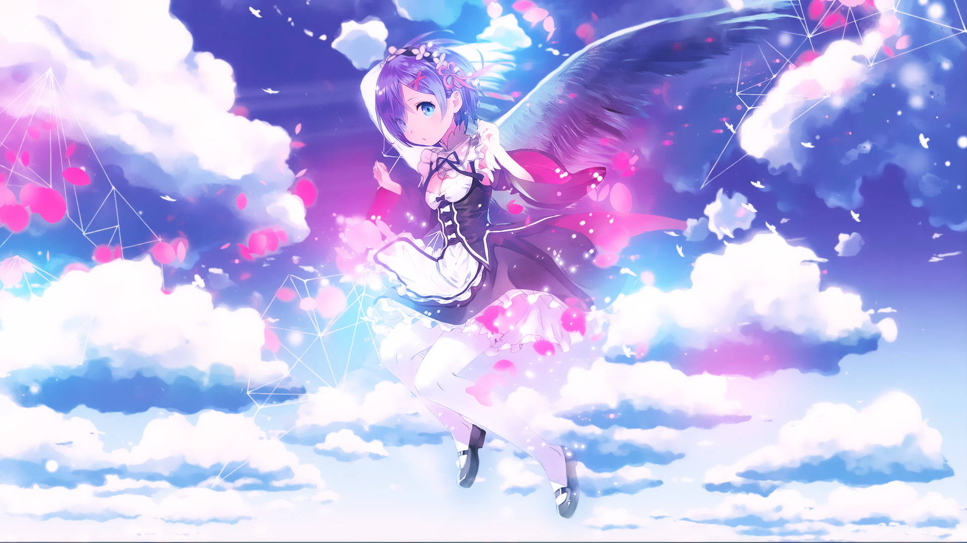 Rem With Wings In Sky Wallpaper