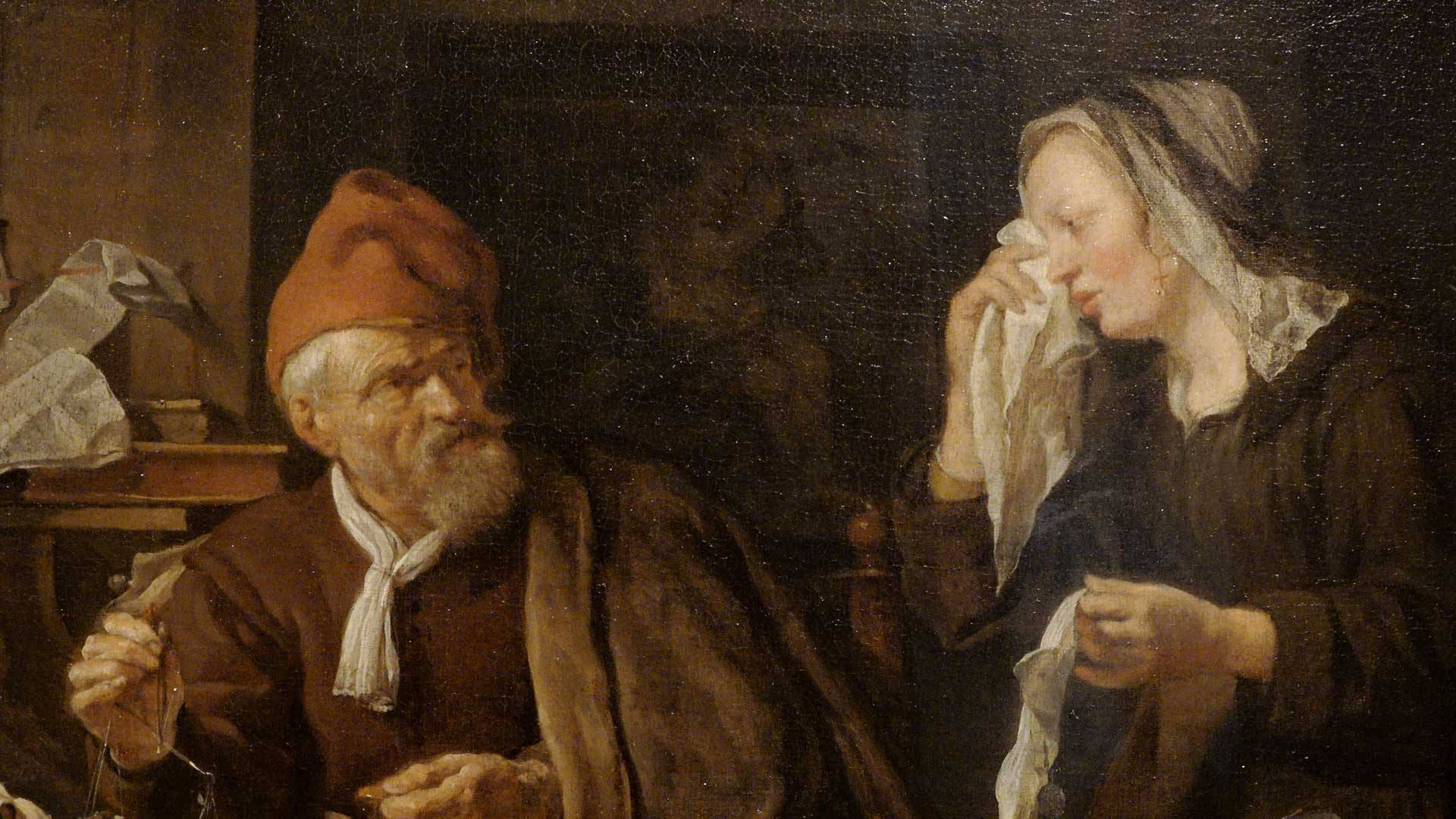 Pinturade Pareja Discutiendo De Rembrandt Fondo de pantalla