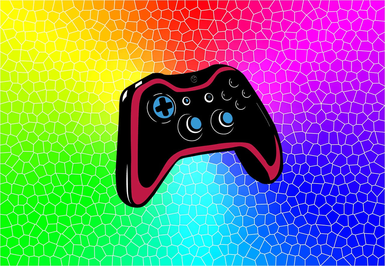 Remote Game Controller On Rainbow Background Wallpaper
