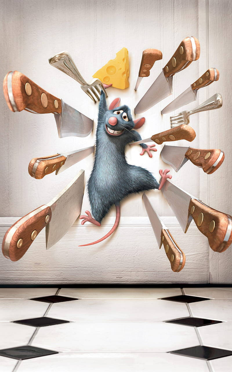 Remy With Knives Ratatouille Wallpaper