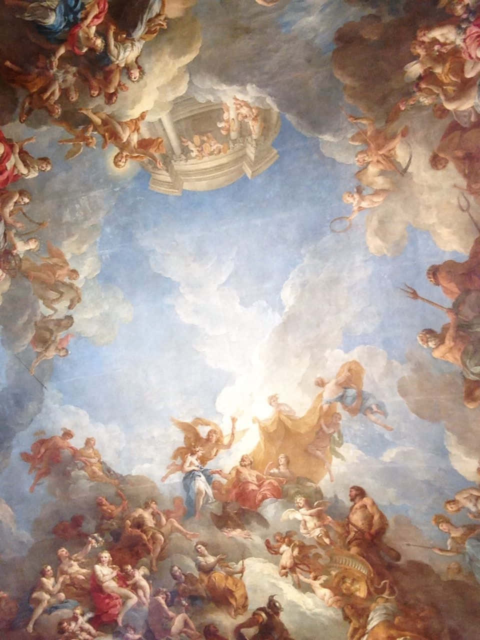 A Painting Of Angels And Angels In The Ceiling Wallpaper