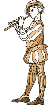 Renaissance Flute Player Illustration PNG