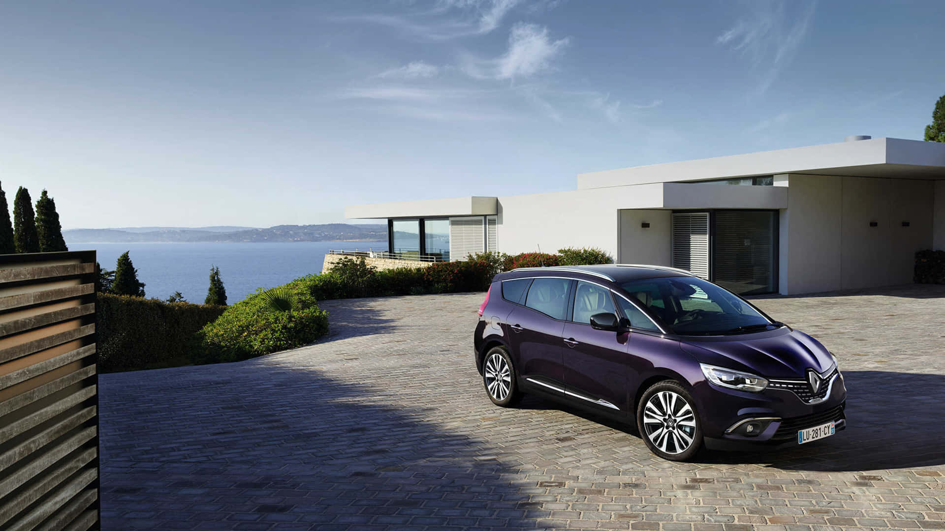 Renault Scenic Luxe Oprit Zeezicht Achtergrond