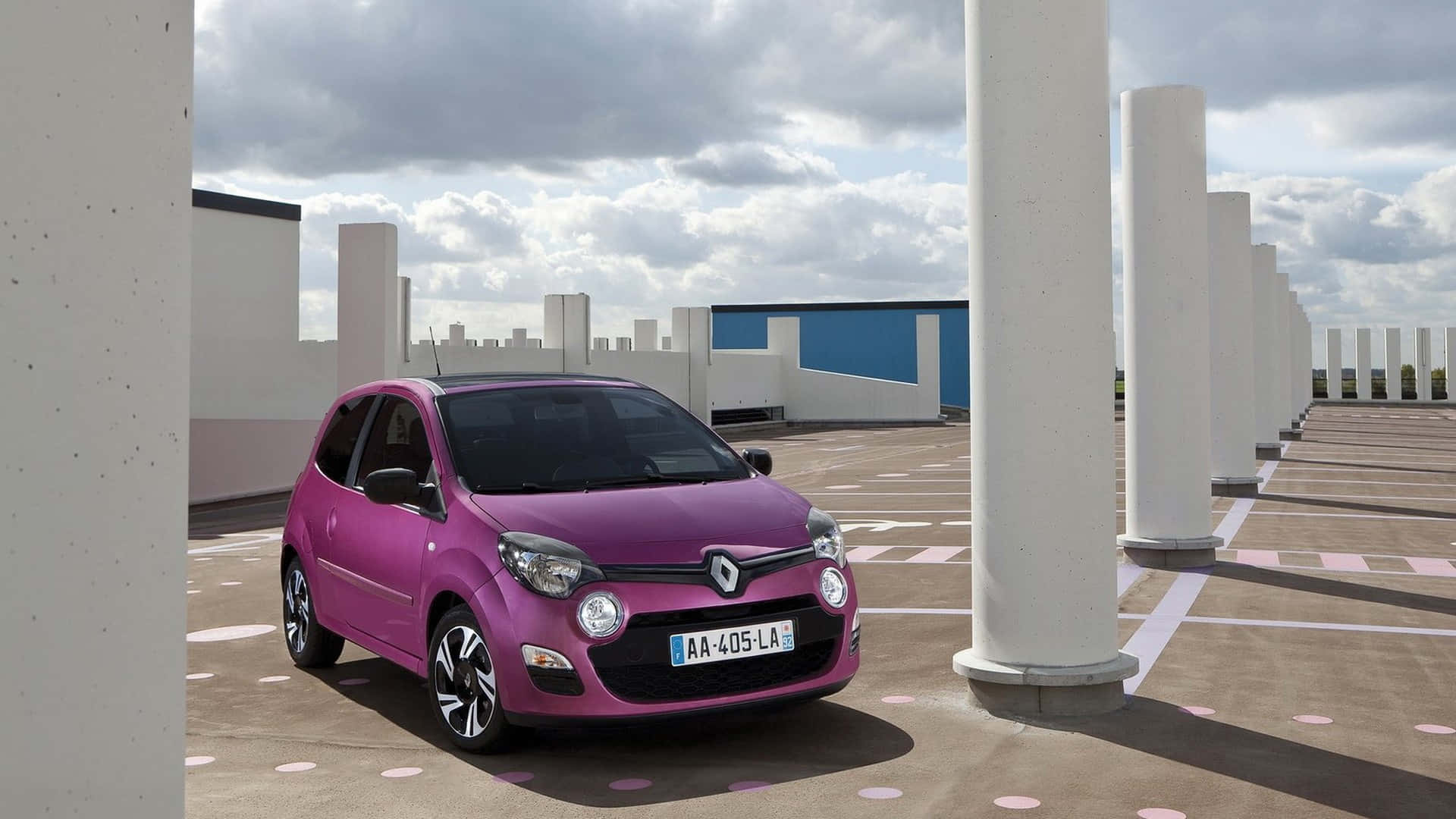 Renault Twingo Roze Stedelijke Setting Achtergrond