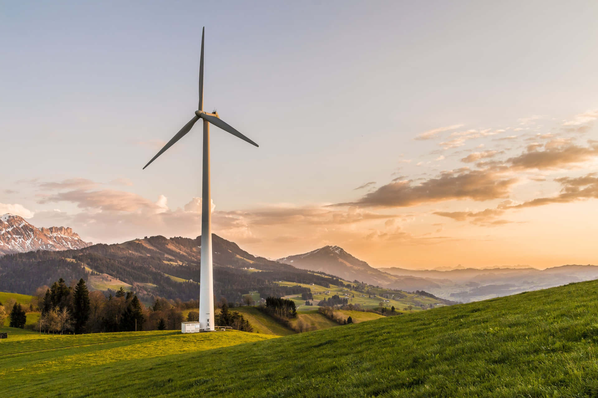 Beau Paysage Avec Des Sources D'énergie Renouvelable Fond d'écran