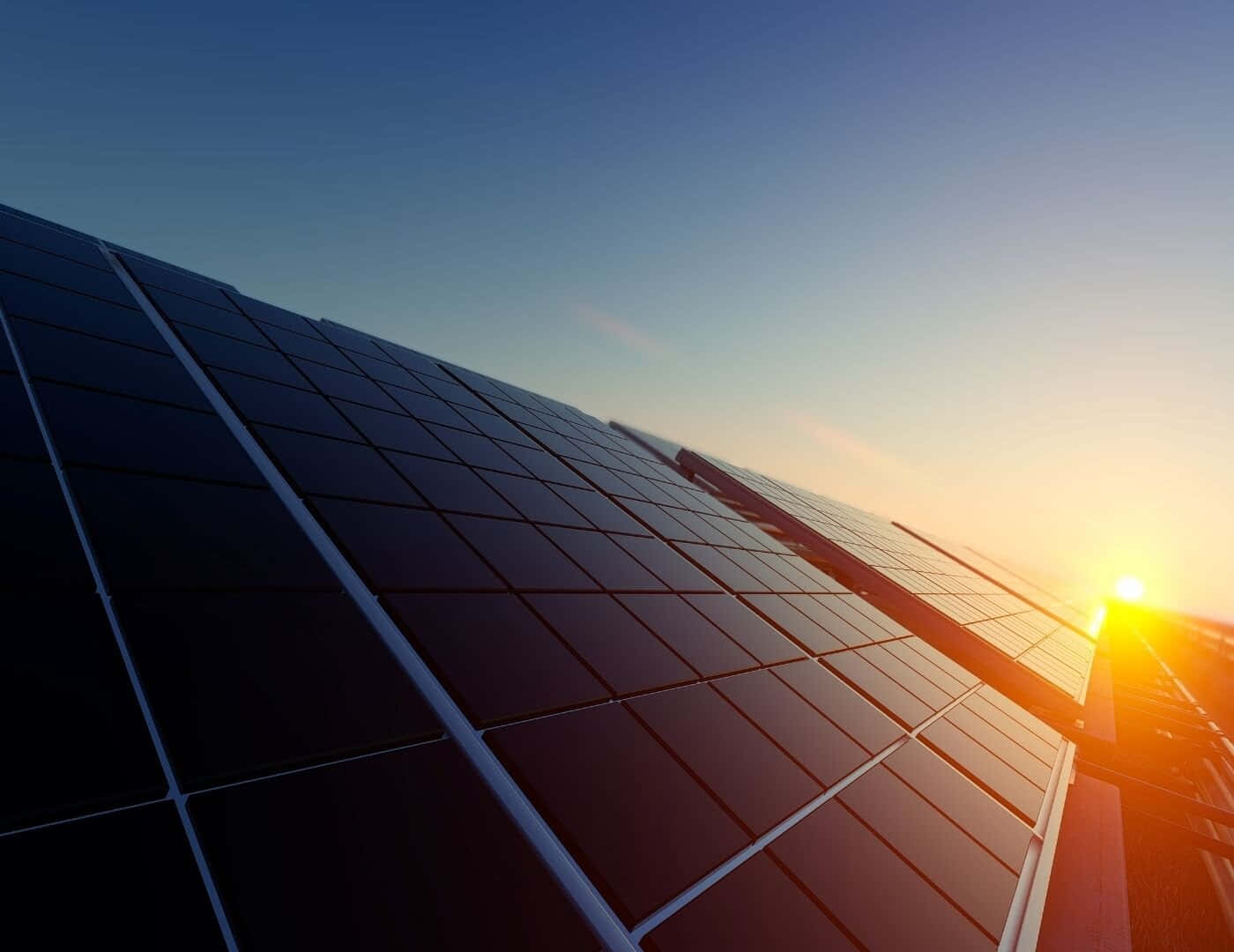 Renewable Energy Solar Panels And Sunset Picture