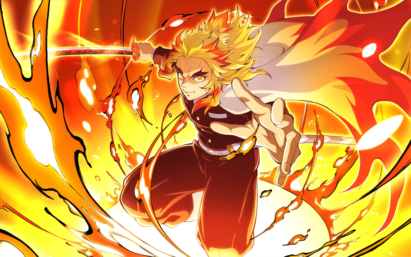 The fierce Rengoku, Flame Hashira of the Demon Slayer Corps