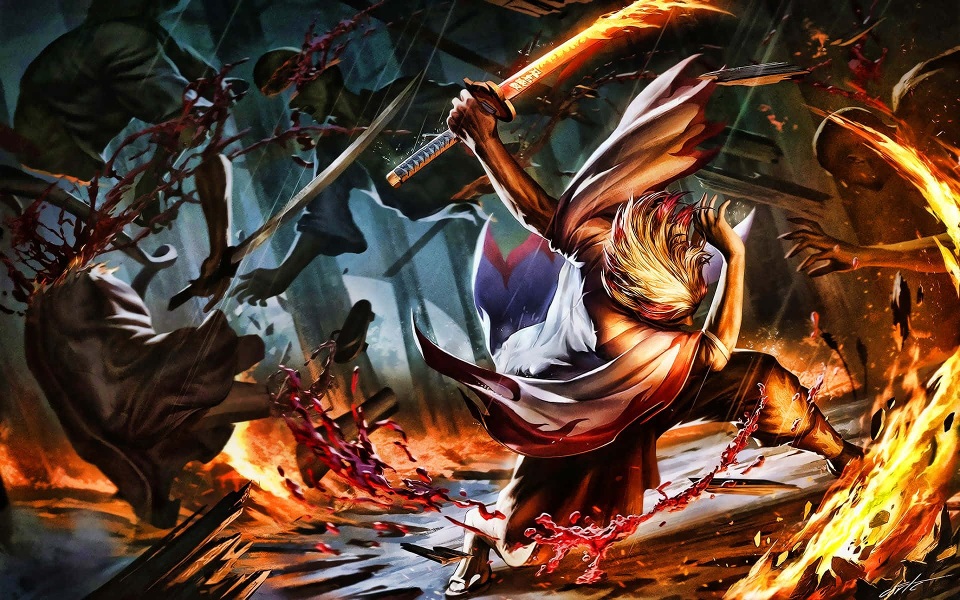 Fiery Rengoku - Demon Slayer Hero in Action