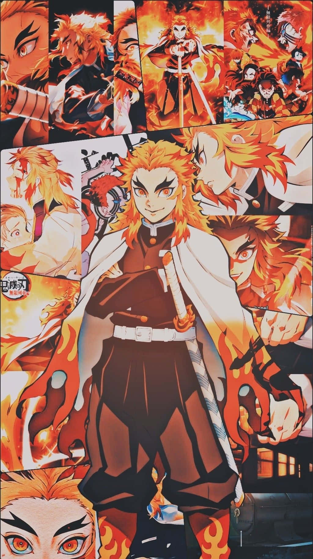 Rengoku Aesthetic: Fire Breathing Hero Enshrouded in Flames Wallpaper