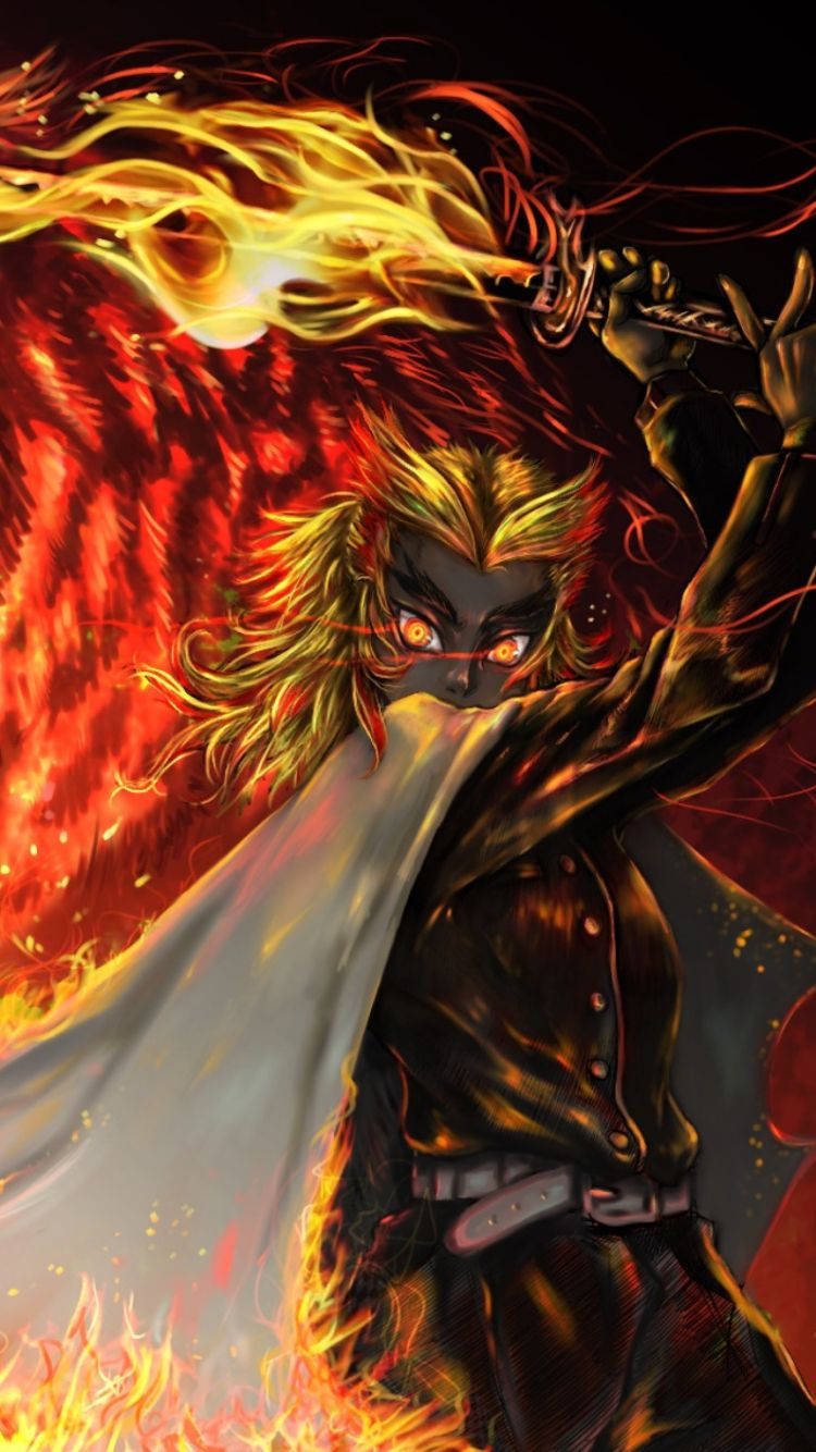 "rengoku Kyojuro In Fiery Action" Wallpaper