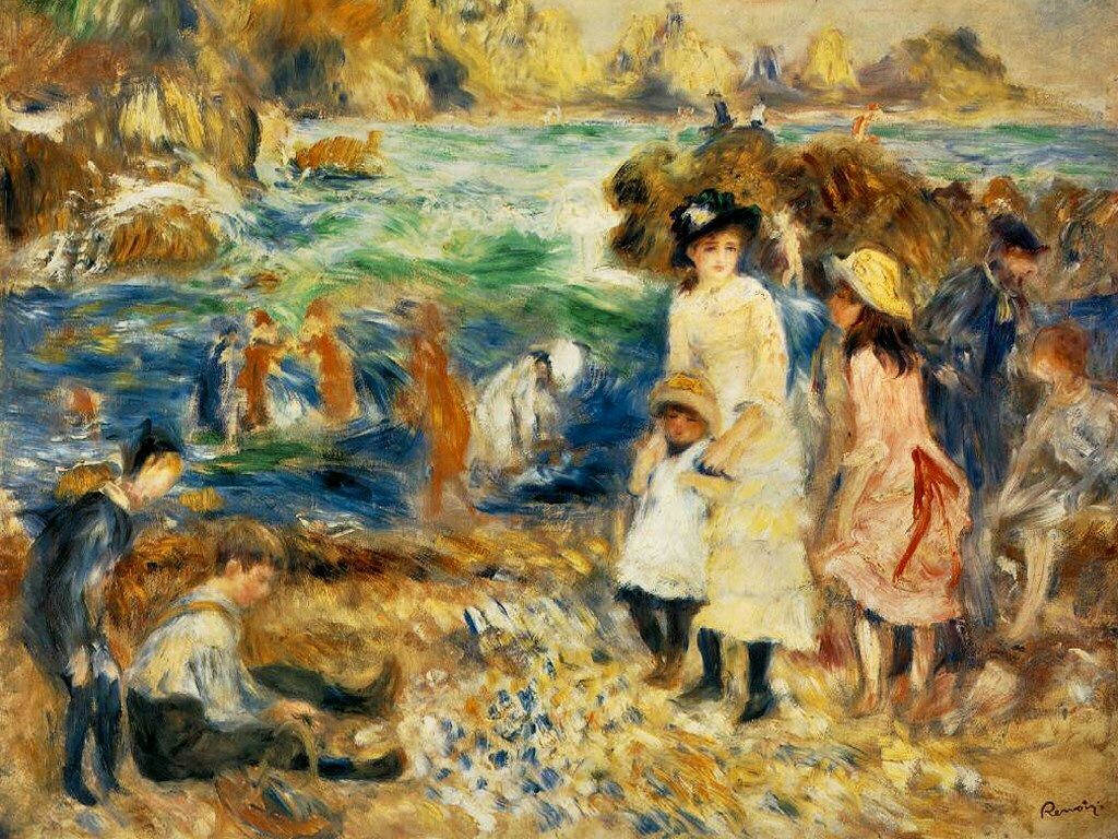 Renoir Børn Ved Havet Wallpaper