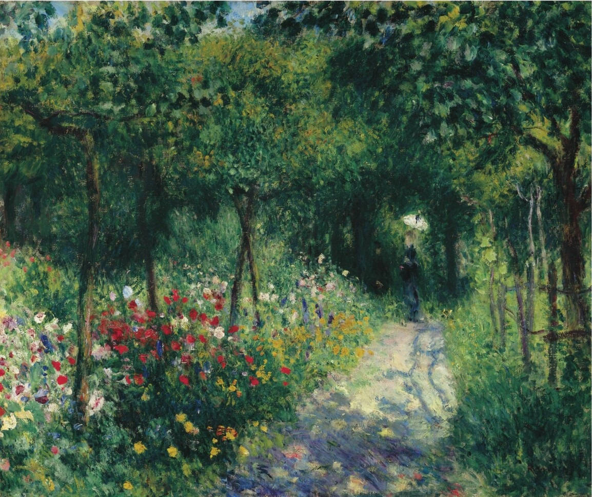 Renoirträdgård Med Liten Passage Wallpaper