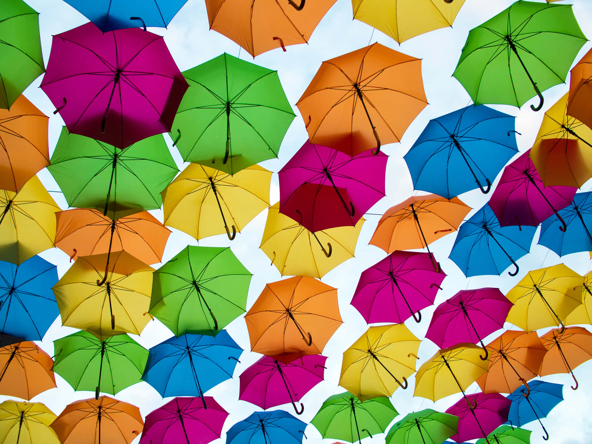 Repetitive Colorful Umbrellas [wallpaper] Wallpaper
