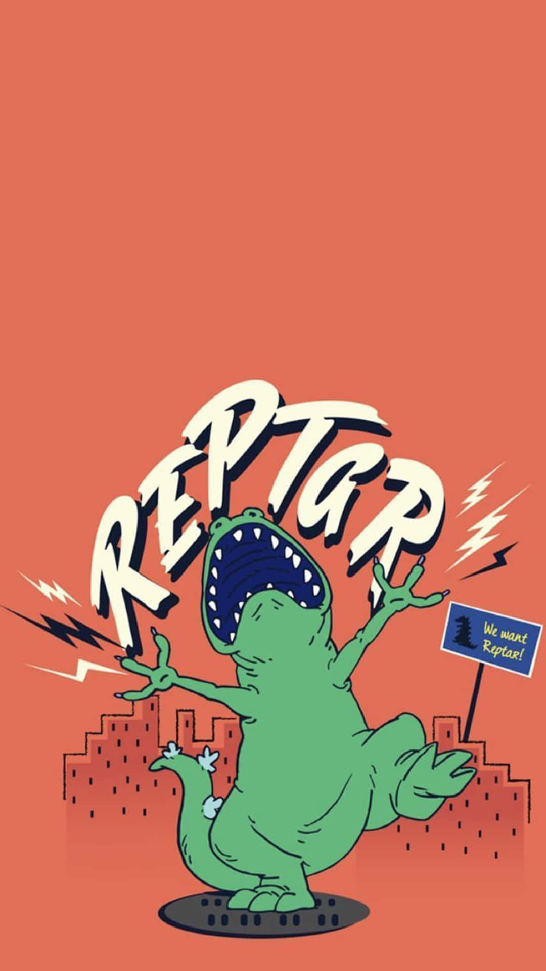 Reptar Cartoon Dinosaur Destruction Wallpaper