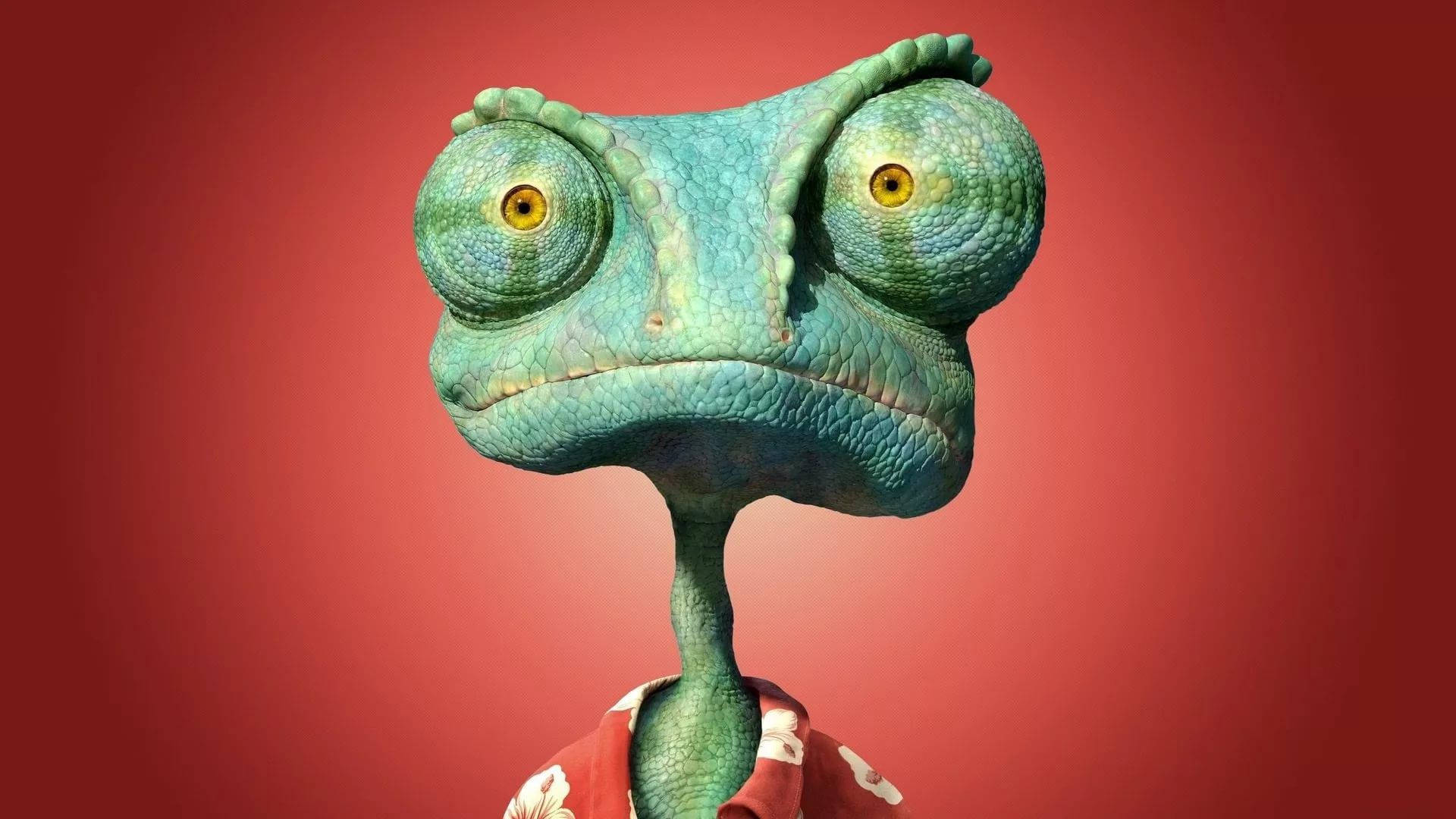 Reptile rango meme with big eyes and bubblegum colors, funny animal. 