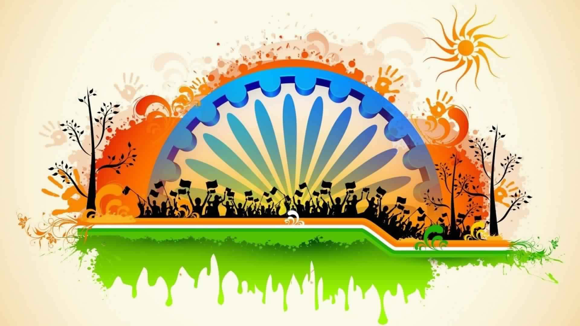 An Indian Flag With A Colorful Background