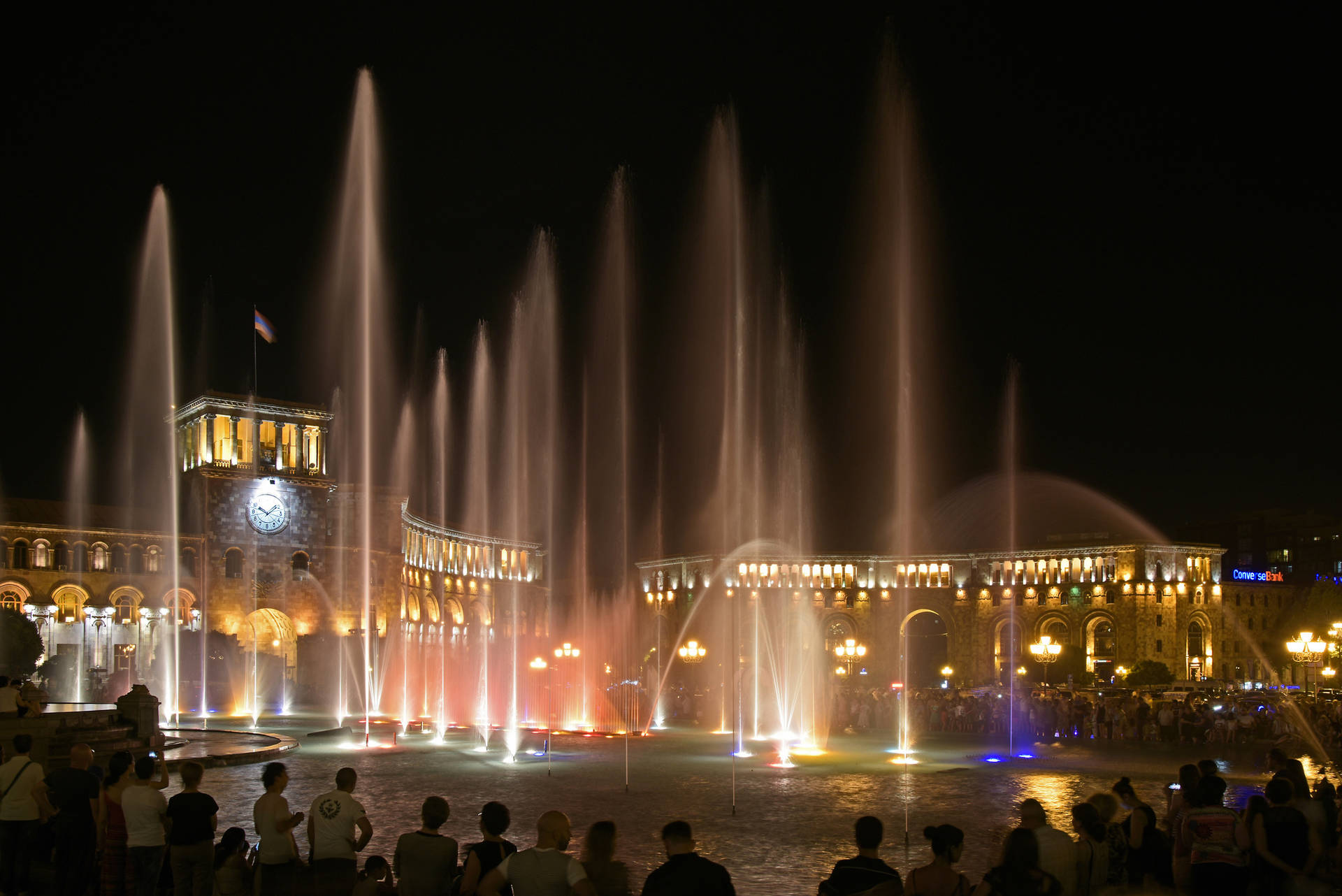 Republic Square In Yerevan With Fountain Wallpaper
